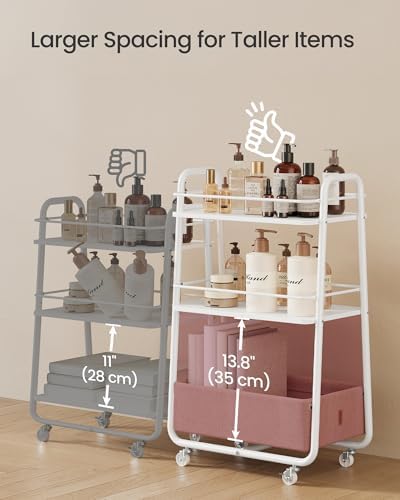 VASAGLE Storage Cart with Fabric Basket, 3-Tier Rolling Utility Cart - Image 4