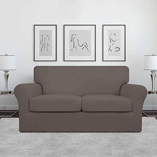 Easy-Going 3 Pieces Stretch Soft Couch Cover for Dogs - Washable Sofa Slipcover for 2 Separate Cushion Couch - Elastic Furniture Protector for Pets, Kids (Loveseat, Taupe, Medium) - Image 2