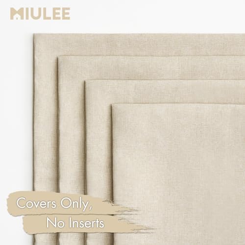 MIULEE Pack of 4 Decorative Outdoor Throw Pillow Covers Linen Waterproof Pillow Covers Summer Farmhouse Cushion Cases for Patio Garden Tent Balcony Couch Sofa 18x18 Inch Beige - Image 5