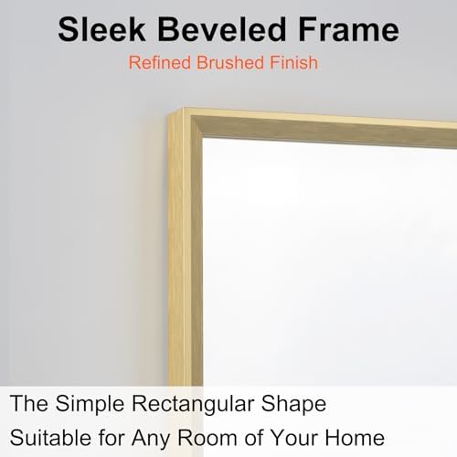 Bathroom Mirror for Wall, 24x16 Inch Framed Vanity Mirror Brushed Gold - Image 2