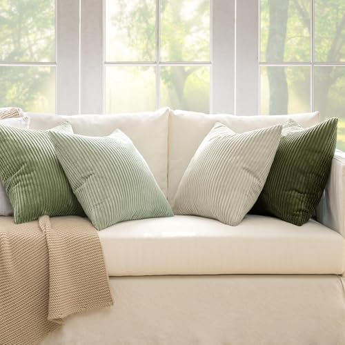 MIULEE Soft Corduroy Decorative Throw Pillow Covers Light Green 20x20 - Image 7
