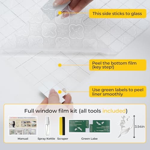 OHTMERU Window Privacy Film Decorative Non-Adhesive, Reusable, Anti-Glare - Image 6