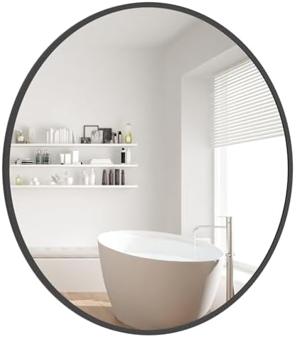 WallBeyond Round Wall Mirror 20 inch Black Circle Mirror for Bathroom with Metal Framed, Round Black Mirror for Wall Decor, Vanity, Entryway Living Room by WallBeyond