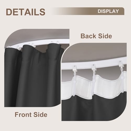 MaKefeile Room Divider Curtains & Flexible Bendable Tracks Set,Privacy Dividers Ceiling Track Curtain Window Blackout Curtains for Living Room Bedroom (W100 × H108 In 1 Panel Black Drape & White Rail) - Image 5