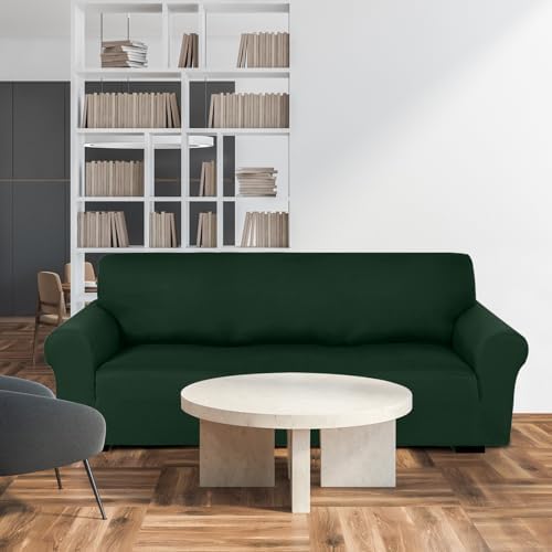 Peryiter 3 Pcs Couch and Loveseat Sofa Covers,Dark Green,Milk Silk - Image 7