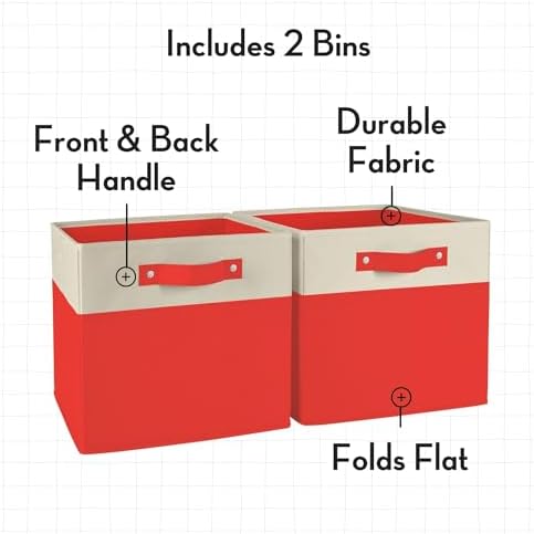RiverRidge Two-Tone Folding Storage Bins - 2-pack of 10in Tall Red Cubes - Image 4