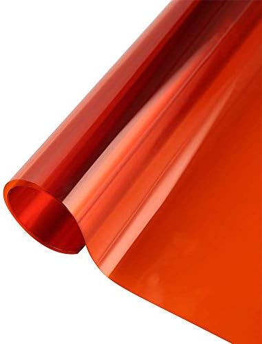SUMAGITIN Transparent Decorative Window Film Anti UV Colorful Adhesive Vinyl Heat Insulation Solar Window Tinting Sheets Glass Film for Christmas Home Decoration, 17.7Inch x 16.5Feet, Orange by SUMAGITIN