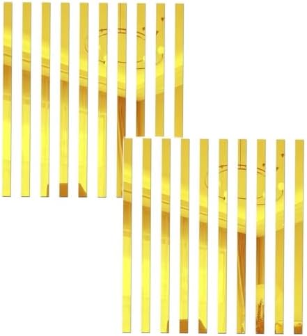 20Pcs Mirror Wall Stickers Striped Design Mirror Art Tile Decal DIY Self Adhesive Wall Line Border Decals Removable Acrylic Mirror Sheets and Murals for Home Decor 5 * 20cm（Gold） by YSSZAM