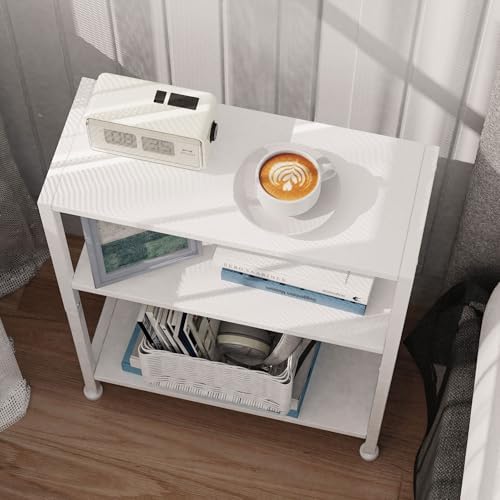 3-Tier Side Table Set of 2, Small End Table, Sofa Side Table for Narrow Spaces, Slim End Table, Nightstand Table, for Living Room Bedroom Office, White - Image 6
