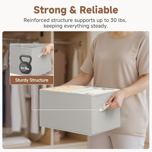 StorageWorks Closet Storage Bins, Light Gray, Large, 3-Pack - Image 7
