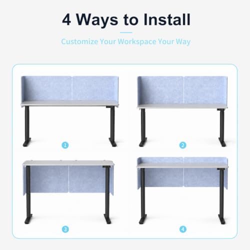 Desk Privacy Panel, 48" × 19" L-Shaped Cubicle Desk Divider, Blue - Image 7