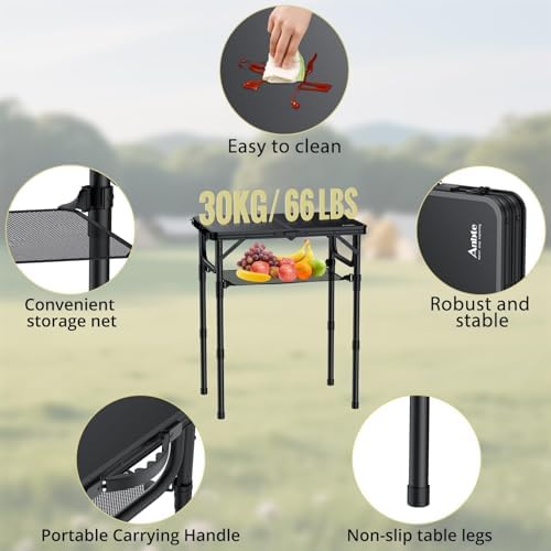 Anbte Folding Camping Table, 24"X 16" Adjustable Height Small Folding Table - Image 4