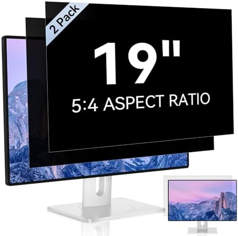[2 Pack] 19 Inch Computer Privacy Screen for 5:4 Aspect Ratio Widescreen Monitor, Eye Protection Anti Glare Blue Light Computer Monitor Privacy Filter, Removable Anti-Scratch 19in Protector Film by Mamol