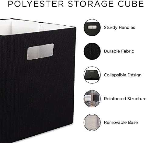 DII Hard Sided Collapsible Fabric Storage Container for Nursery, Offices, & Home Organization, (13x13x13) - Lattice Black (Pack of 6) - Image 6