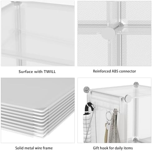 AWTATOS Cube Storage Organizer, Closet Organizers, 6 Cube Shelf, Clear - Image 7