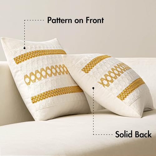 MIULEE Set of 2 Mustard Yellow Decorative Lumbar Pillow Covers 12x20 Inch - Image 6