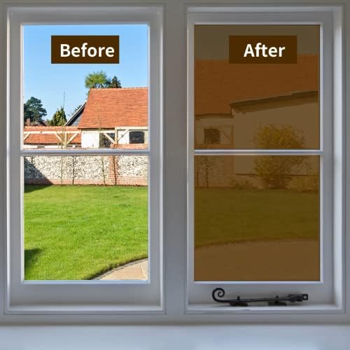 Niviy Tinted Anti-Glare Plastic Film One Way Window Film Privacy Mirror Effect Self-Adhesive Window Tint UV Heat Control Glass Door Film for Home and Office, Tea-Silver 23.6 x 78.7 inches - Image 5