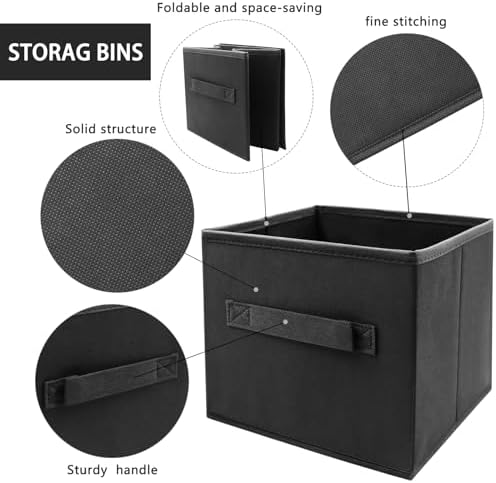 EBIGIC storage bins collapsible storage bins，cube storage organizer （Pack of 3） 10.5 * 10.5 * 11inch，For home and office Collapsible Closet Shelf Organizers, Drawer Organizers(Black) - Image 3