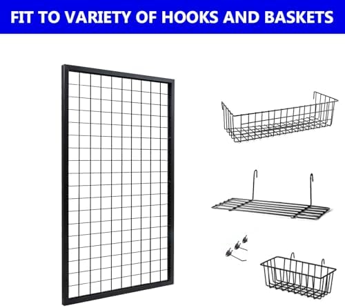 Eastern Tree Metal Grid Wall Panels, Black Wire Grid Panel, Gridwall Display Stand, Heavy Duty Gridwall Panels for Retail Display - 3pcs - Image 6