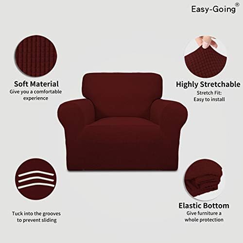 Easy-Going Stretch Chair Slipcover with Arm Washable Wine - Image 3