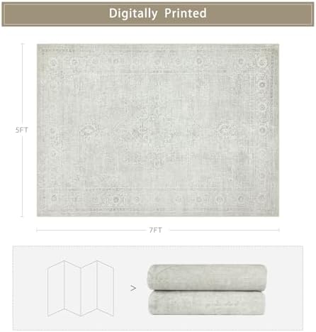 5x7 Washable Area Rugs for Living Room,Bedroom,Dining Room(Concrete Grey) - Image 2