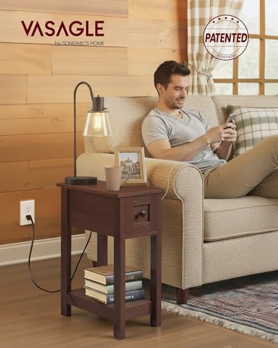 VASAGLE 2-Tier End Side Table, Small Accent Nightstand with Storage Drawer - Image 2
