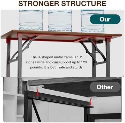 TEMI Long Computer Desk Folding Table - 55.1" Foldable Office Desk, No Assembly, Perfect Writing Table for Bedroom, Dorm, or Apartment, Portable Large Desk or Study Table with Compact Design, Walnut - Image 6