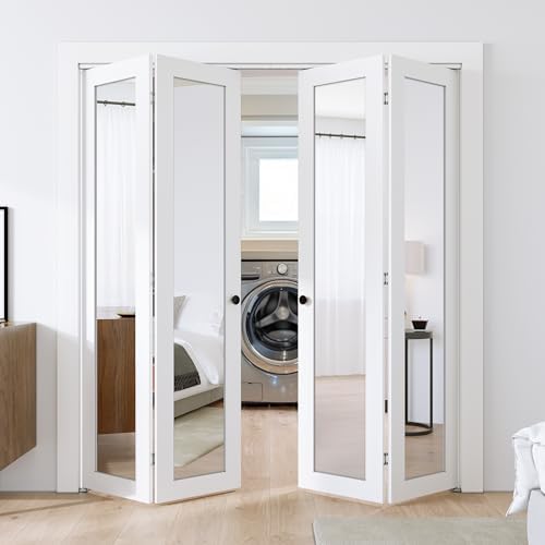 SMARTSTANDARD 60" x 80" Bifold Doors, Mirror Closet Folding Doors, MDF - Image 3