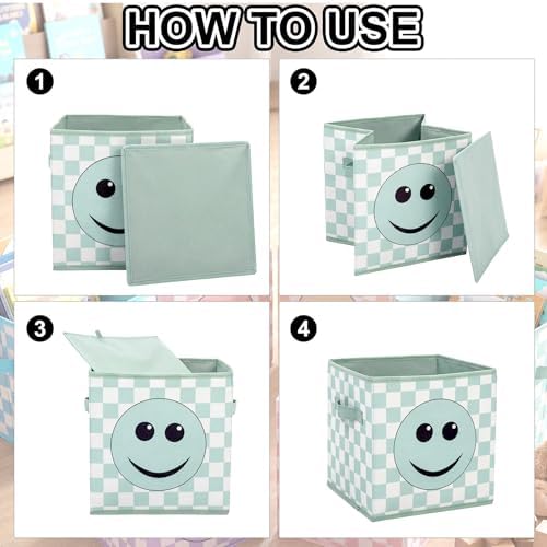 Bokon 6 Pcs 11'' Smile Face Classroom Storage Bins Pastel Classroom Decor - Image 5