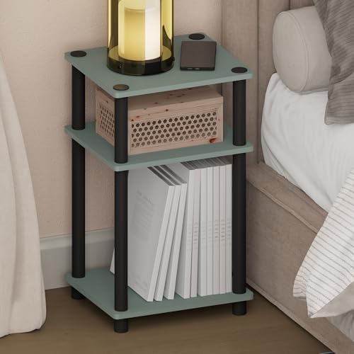 Furinno JUST Toolless 3-Tier Night Stand, Open Storage, Sage Green by Furinno-FitsYourSpaceFitsYourBudget