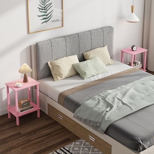 TUTOTAK End Table, Set of 2, Side Table, Nightstand, 2-Tier Storage Shelf - Image 4