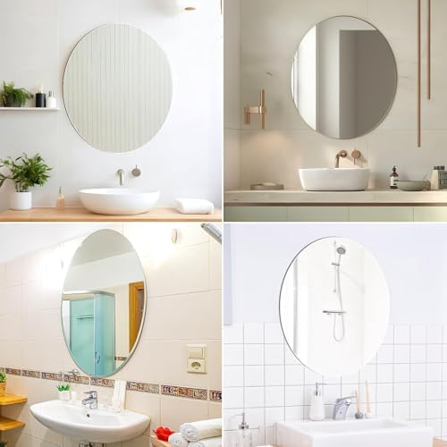 JUNEBRUSHS Oval Mirror, Acrylic Oval Bathroom Mirrors 17x14 Inchs - Image 3