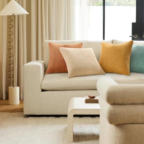 Topfinel Decorative Throw Pillow Covers Cushion Cases, Set of 4 Soft Velvet Modern Double-Sided Designs, Mix and Match for Home Decor, Pillow Inserts Not Included (22x22 inch, Orange/Teal) - Image 7