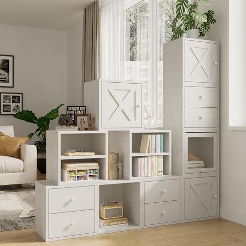 FUSUNBAO Magic DIY Cube Storage Organizer Stackable Cubes for Home Books Clothes Toy -Modular Cubby Storage System-Office Cubical-Bookcase Closet (Pure White-Washed, 1 Layer Cube) - Image 2