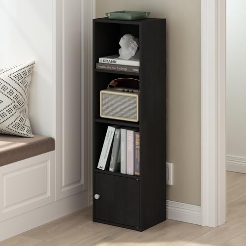 Furinno Luder Shelf Bookcase with 1 Door Storage Cabinet, Blackwood - Image 2