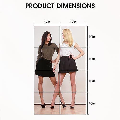 VASUHOME Glass Full Length Wall Mirror Tiles - [12x10 Inch - 8PCS] HD Gym Mirrors for Home Gym, Full Body Long Mirror for Bedroom, Living Room, Door, Closet - Image 7