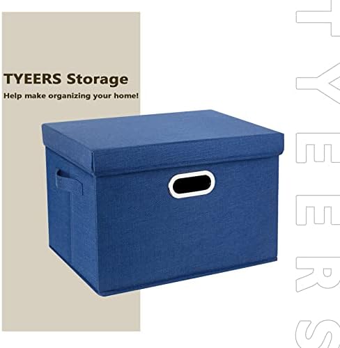 TYEERS Large Storage Bins with Lids, Collapsible, Washable, Fabric Storage Boxes for Organizing, 17.3x11.8x11.4 inches, 3 Pack, Classic Blue - Image 7
