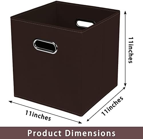 Fabric storage bins Cubes, Fabric Cube Organizer with Handle, Foldable Cube Bins for Cloth or Accessary Storage, 11x11x11, Set of 3, (Coffee) - Image 2