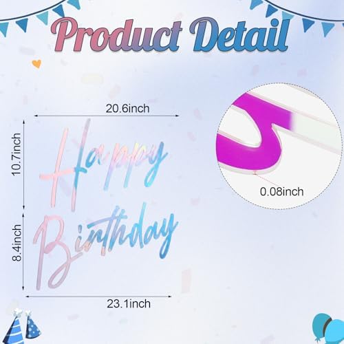 Yousoontic Happy Birthday Sign, 23 x 20 Inch, Classic, Dazzling Laser - Image 2