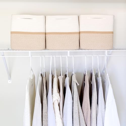 NaturalCozy Storage Cubes 11 Inch Cotton Rope Woven Baskets for Organizing, 3-Pack | Cube Storage Bin | Square Storage Baskets for Shelves Organizer, Classroom, Kids Toy Bins, Closet, Baby Nursery - Image 4