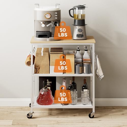 Homleke 3-Tier Rolling Kitchen Microwave Cart, Utility Cart - Image 5