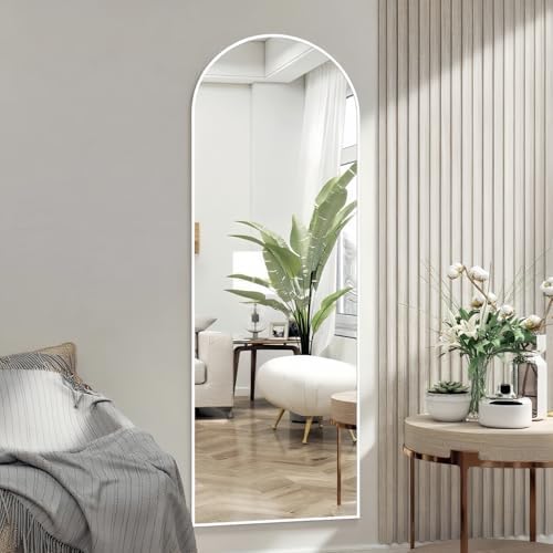 50"x 17" Full Length Door Mirror with Stand, Hanging Mirror, White - Image 7