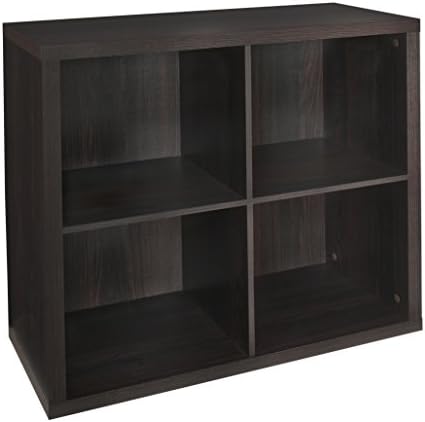 ClosetMaid 4 Cube Storage Shelf Organizer Bookshelf with Back Panel, Easy Assembly, Wood, Black Walnut by Unknown