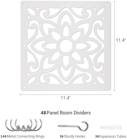 ANMINY Hanging Room Divider Panels, 48 PCS White - Image 4