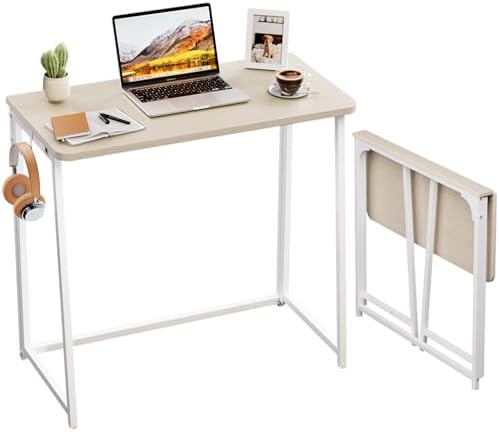 WOHOMO Folding Desk, 31.5" Foldable Computer Table for Small Spaces, Oak by WOHOMO
