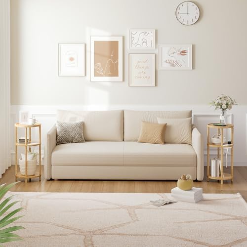 HOOBRO Small Round Side Table with Charging Station, 3-Tier Round Bamboo End Table, Compact Sofa Bedside Table for Small Space, Easy Assembly, for Living Room, Bedroom, Apartment, Natural YL152UBZ01 - Image 4