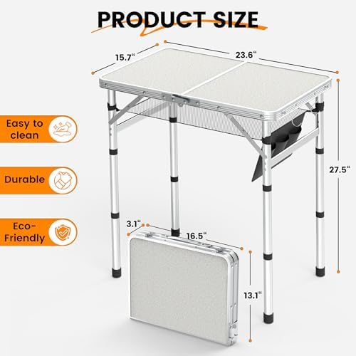 WildFinder Folding Camping Table, 2x1.3 FT Small Folding Table Portable - Image 3