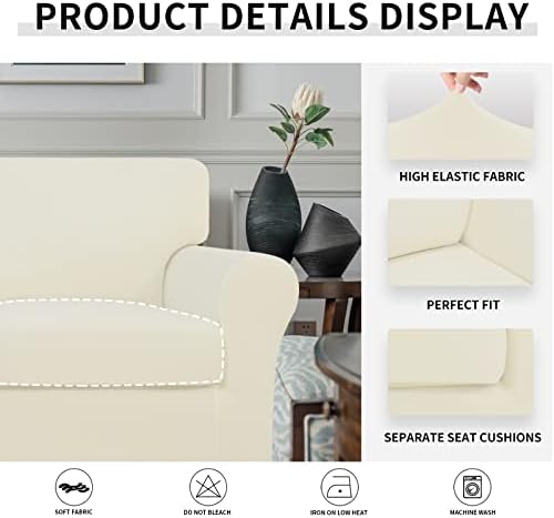 Easy-Going 4 Pieces Stretch Sofa Cover for 3 Cushion Couch Washable - Image 4