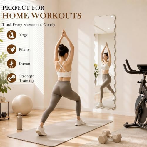 Leinuosen Full Length Acrylic Wall Mirror,Self Adhesive, 40" x 10", Scallop - Image 2