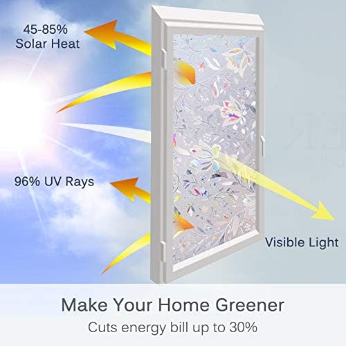 Volcanics Rainbow Window Film - Static Clings, 3D Decals & Stickers for Glass Doors & Windows, Heat Control & Anti UV, 35.4 x 78.7 Inches - Image 4